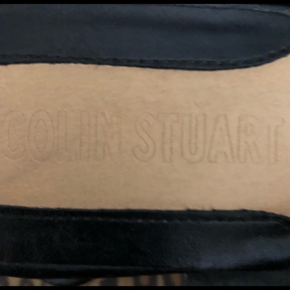 Colin Stuart size 11 black & white ankle wrap platform wedges with studs - Picture 6 of 9